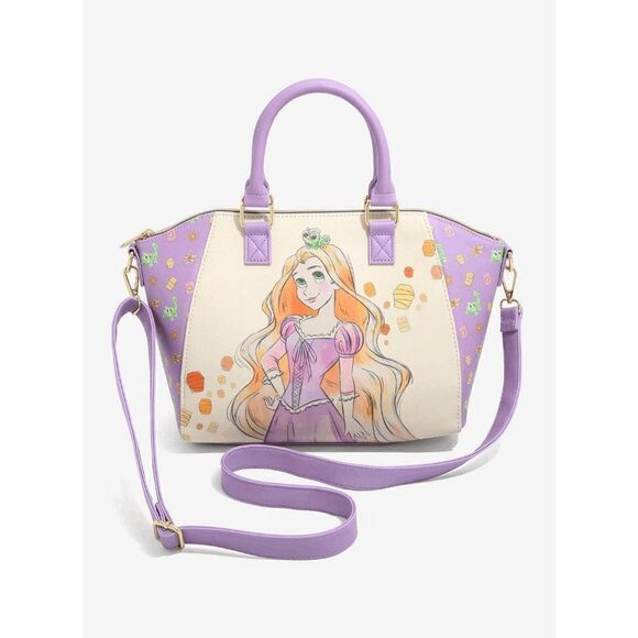 Loungefly Disney Tangled Rapunzel & Pascal Purple Violet Satchel Bag - Picture 1 of 4